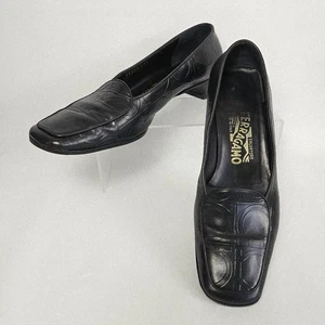 Vintage Salvatore Ferragamo 7,5 geprägtes Gancini Muster Leder Halbschuhe Schuhe - Bild 1 von 19