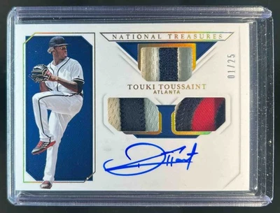 2019 National Treasures Touki Toussaint Rookie Triple Ink Patch Auto Gold #1/25 - Image 1 of 2