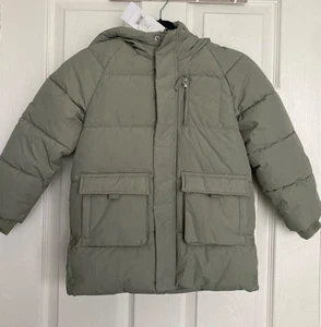 NEW GEORGE Boys Sage Green Longline Padded Shower Resistant Coat Size 5-6 Years - Picture 1 of 4