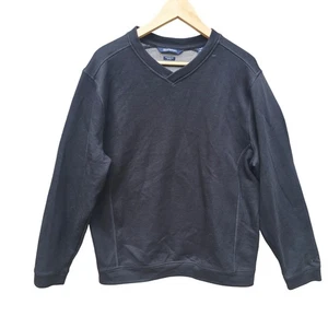Cutter & Buck Mens V Neck Pullover Sweatshirt Black Pima Cotton Blend Casual M - Picture 1 of 9