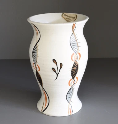Brentleigh ware vintage 1950s vase, hourglass shape, hand painted - Image 1 of 4