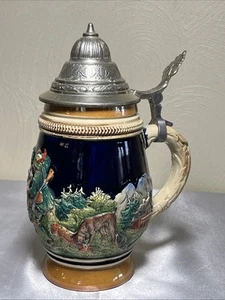 Vintage THEWALT - GERMAN BEER STEIN WITH PEWTER LID - 0.5L 8”tall - Picture 1 of 16