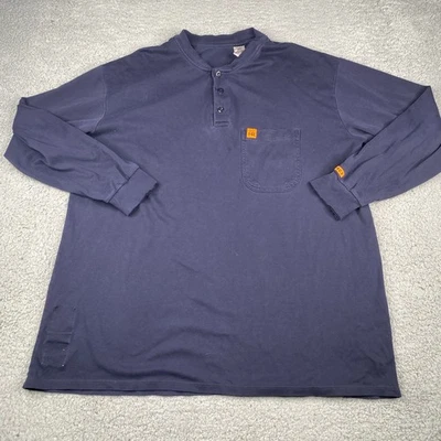 Wrangler FR Henley Shirt Mens XL Blue Flame Resistant Long Sleeve HRC2 - Image 1 of 4