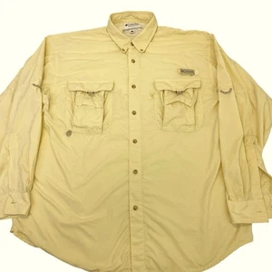 Columbia PFG Mens L Vented Fishing Shirt Yellow Omni-Shade Long Sleeve - Picture 1 of 13