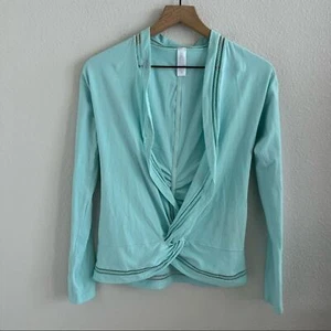 Lululemon Ivivva Open Front Bottom Knot Sweater Blue Athleisure Girls 14 - Picture 1 of 11