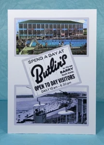 BARRY ISLAND BUTLINS - GREETING CARD - Retro-Style - Wales - Blank - Picture 1 of 3