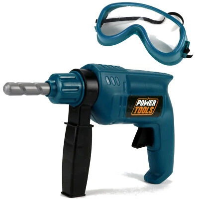 TOI-TOYS Bohrmaschine für Kinder mit Funktion Akkuschrauber Schutzbrille Schlagbohrer NEU