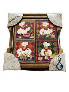 Absorbastons French Themed Chefs Absorbent Coasters - 4 Coasters - Y703 - Picture 1 of 4