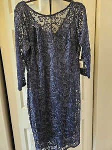 Marina lace sheath cocktail dress navy blue, Mother of the bride/groom, size 10 - Picture 1 of 3