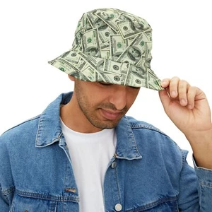 Bucket Hat 100 Bills Design  Stylish & Unique 2 Sizes  - Picture 1 of 17