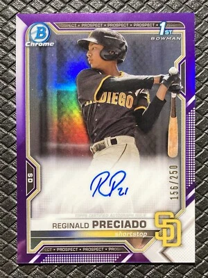 REGINALD PRECIADO 2021 Bowman Chrome Purple Refractor /250 1st Auto Padres Cubs - Image 1 of 2