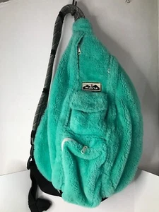 Kavu Fuzzy Rope Sling Bag Zipper Backpack Teal Green/Blue - Picture 1 of 5