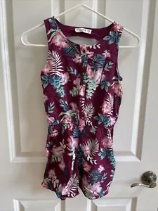 Abercrombie Kinder Shorts Strampler Overall weinrot geblümt Gr. 11/12 bezaubernd - Bild 1 von 4