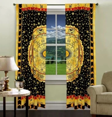 Cortina mandala de algodón indio bohemio hippie ventana puerta cubierta cortina colgante Foto 1 de 4