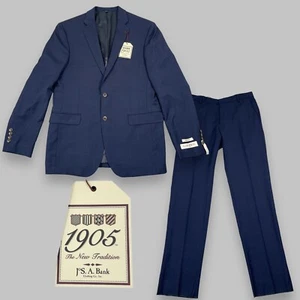 Jos A Bank 1905 Collection Slim Fit Windowpane Navy Suit Size 41R / 35W NWT $698 - Picture 1 of 22