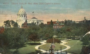 St Paul Minnesota Central Park State Capitol Aerial View 1913 Postcard - Picture 1 of 2