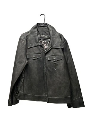 Vintage BC Ethic Motorcycle Biker Black Faux Leather Jacket - Size XL - Image 1 of 4