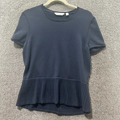 Suéter Top Hugo Boss Mujer XL Azul Marino Cuello Redondo Manga Corta Mezcla Lana Foto 1 de 4