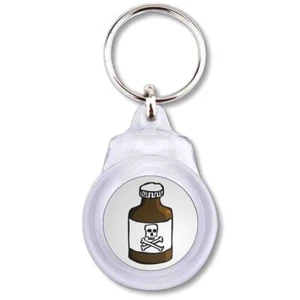Poison Bottle Plastic Key Ring Round (60mm x 37mm) - Picture 1 of 2
