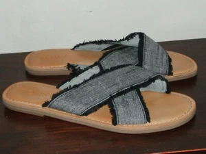 Sandalias cruzadas TOMS talla 6,5 VIV flecos planas NEGRAS NUEVAS SIN CAJA - Imagen 1 de 4