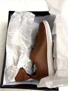 Sneakers eleganti stringate in pelle marrone PX suola in gomma bianca taglia 9 - Foto 1 di 9