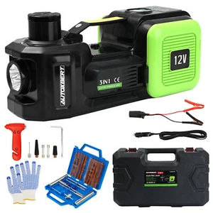 5 T Car Electric Hydraulic Floor Jack Inflator Pump Tire Puncture Repair Kit - Picture 1 of 12