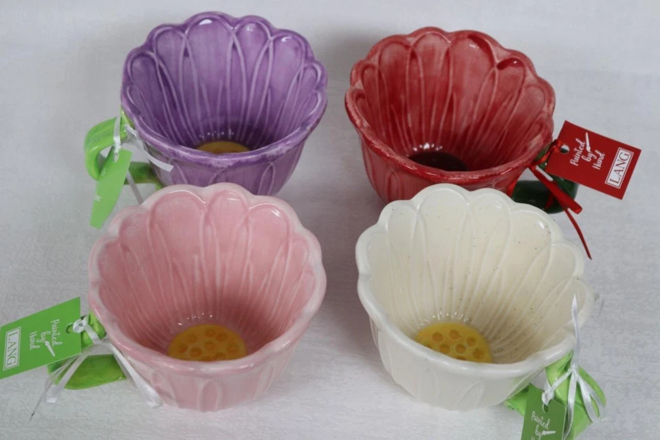 LANG by Design Group ASSORTED FLOWER SHAPED COFFEE MUG HAND PAINTED - 8oz. - NEW