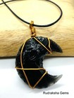 Black Tourmaline MOON Pendant COPPER WIRE WRAP Reiki Charged Protection Necklace