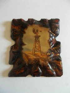 WINDMILL WOOD PLAQUE - HANDMADE - Picture 1 of 2