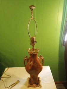 Marbro Lamp Co? Amber Stone/Marble Table Lamp-Handmade Italy Gold Plated-READ - Picture 1 of 12