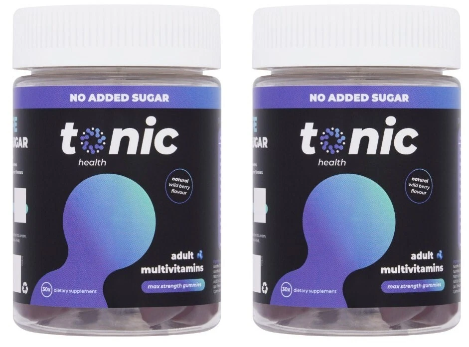 2 x Tonic Health Max Strength Adult Multivitamin Supplement. 30 Gummies per Tub. - image 1 of 1