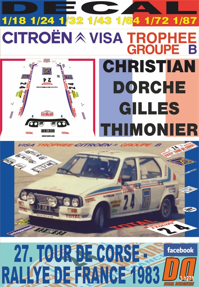 DECAL CITROEN VISA CHRONO C. DORCHE TOUR DE CORSE 1983 DnF (08) - Image 1 of 1