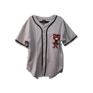 Harvard Blvd Herren L grau Baseball Trikot rot Bär Patch Streetwear Y2K Hypecore - Bild 1 von 10