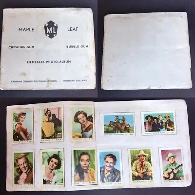 1952 Maple Leaf Gum Hollywood Film Stars Album & 149 Paper Stock Trading Cards  - Image 1 of 4
