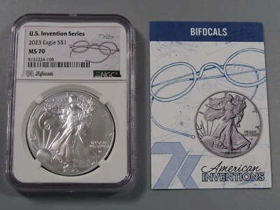 Serie De Invención 7-K: 2023 Águila Americana De Plata NGC MS70 "Bifocales". #16 - Imagen 1 de 4