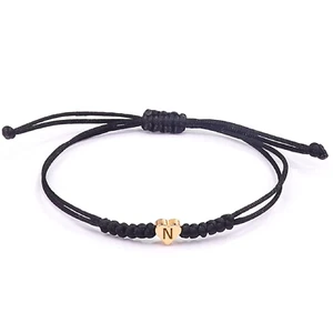 Black Initial Bracelet Initial N Charm Letter Bracelets for Women Men Teen Girls - Picture 1 of 7