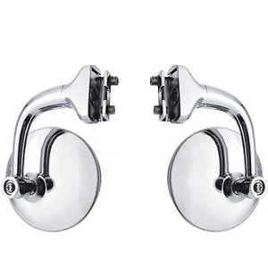 3" Chrome Curved Arm Peep Side Door Glass Mirror Outside Rear View Hot Rod Pair - Foto 1 di 5