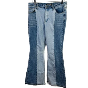 Almost Famous Womens Flare Two Tone Jeans Stretch Long Size 10 - Picture 1 of 8