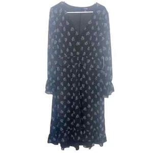 Abito midi floreale Kenzie nero taglia XL NUOVO CON ETICHETTE collo a V - Foto 1 di 5