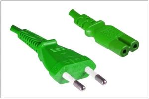 DINIC Stromkabel, Netzkabel Euro-Stecker auf C7 grün, 2-pin Euro-8, Länge 1,80m - Bild 1 von 4
