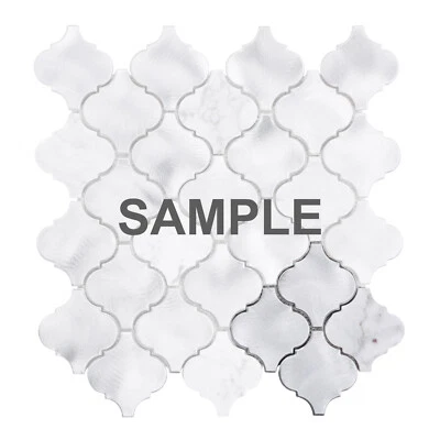 White Calacatta Marble Arabesque Blended Metallic Mosaic Tile Kitchen Backsplash - Image 1 of 4