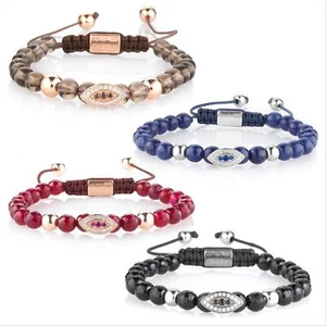 Bracciale Macramè GERBA con Pietre Naturali Occhio Zirconato e Argento 925 - Bild 1 von 4