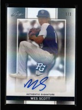 WES SCOTT 2018 LEAF PERFECT GAME NATIONAL BLACK SHIMMER AUTO ROOKIE #1/1 AN4280