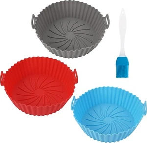 3 Stück Silikonform Für Heißluftfritteuse, 16,5Cm Heißluftfritteuse Silikoneinsa - Bild 1 von 7