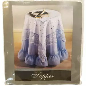 VTG Table Topper ~ Crochet Cutwork Embroidery White 42” Square Mervyn's ~90s NIP - Picture 1 of 9