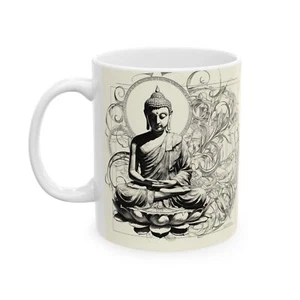 Buddha Ceramic Mug - Mindful Coffee Cup, Meditation Gift, Spiritual, Zen [...] - Picture 1 of 18