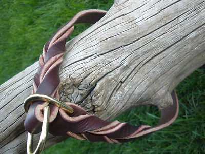 LEATHER SLIP CHOKE COLLAR, 1" X 25", BURGUNDY LATIGO, SOLID BRASS D-RINGS - Image 1 of 4