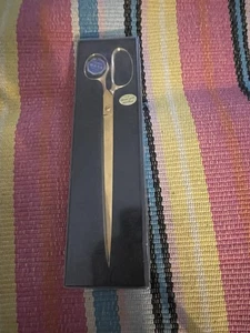 Vtg Solingen Germany 9” Gold-Plated Dressmaker Tailor Scissors Shears Boxed New - Picture 1 of 9