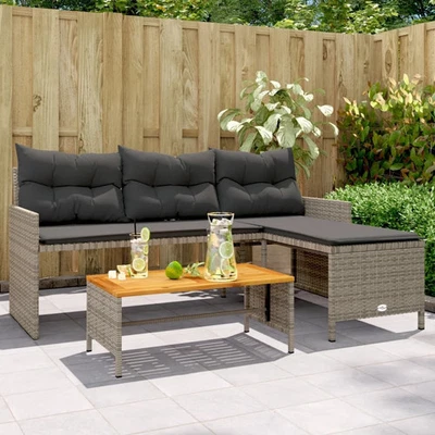 Garden Sofa Grey Poly Rattan Large Removable Covers Garden Sofa - Image 1 of 4