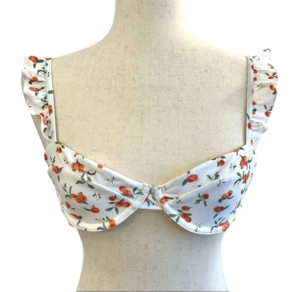 Bralette de natación Abercrombie & Fitch con aros melocotón blanco M Foto 1 de 4